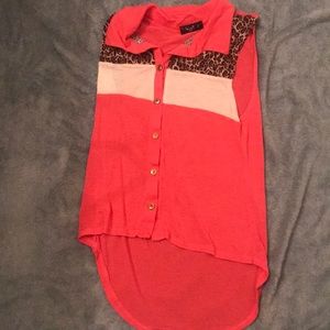 High low multi print tank top